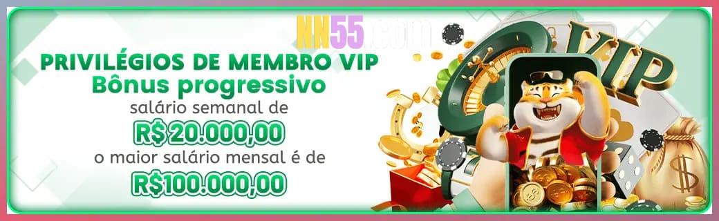NN55 bônus — cashback 15 por cento e níveis VIP